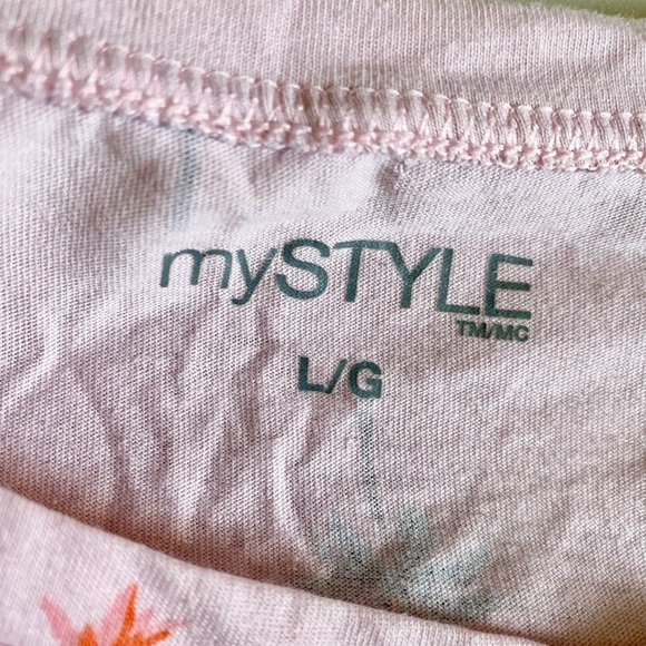 FLAMINGOS AND PINEAPPLE PRINT - LIGHT PINK T-SHIRT - Picture 3 of 4